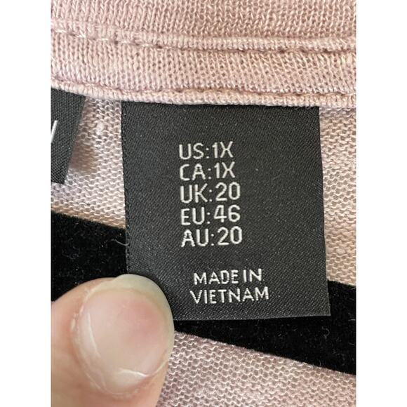 Tahari Shirt Womens 1X Pink 100% Linen V Neck Short Sleeve Lightweight Plus - Picture 7 of 10